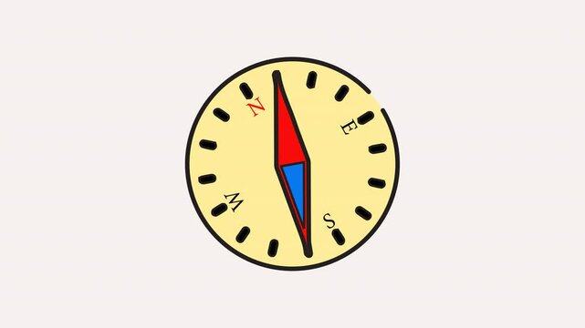 Animated Compass simple icon. Compass symbol. Wind rose 