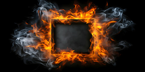Abstract square flame heat background with black smoke, flame, heat, black, smoke, fiery, burning, abstract, hot, blaze
