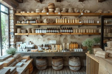 Fototapeta premium Interior of a shop specializing in the sale of cosmetics and soaps