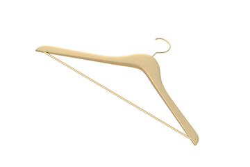 Golden cloth hanger isolated on white background. 3d render
