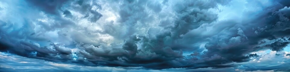 Wide Cloud. Dramatic Stormy Sky with Dark Grey Clouds in Panoramic View