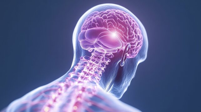 Detailed Anatomy of the Human Brain and Spinal Cord: A Close-Up View Showcasing Neural Connections and Structures for Educational and Health-Related Purposes