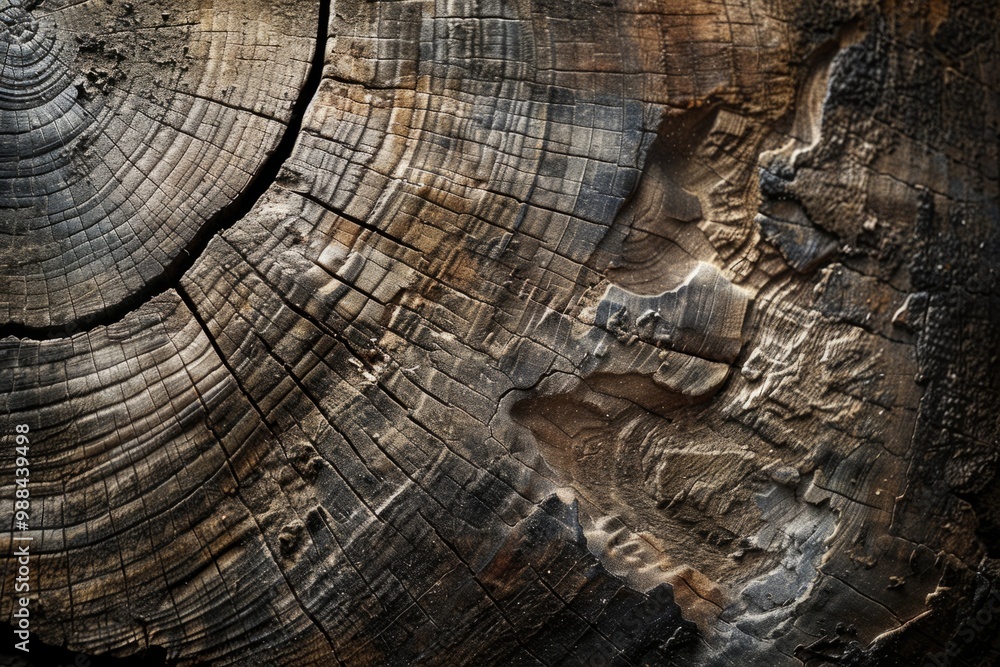 Poster dark wood texture abstract wavy pattern with lines and cracks