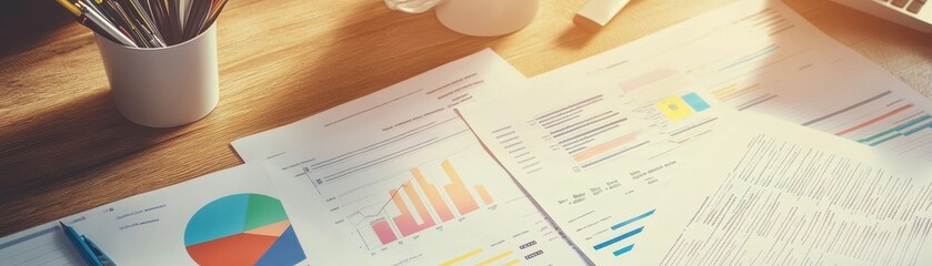 Analyzing Financial Data and Business Analytics on Wooden Desk