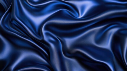 Obraz premium Draped Deep Blue Satin Fabric with Subtle Texture