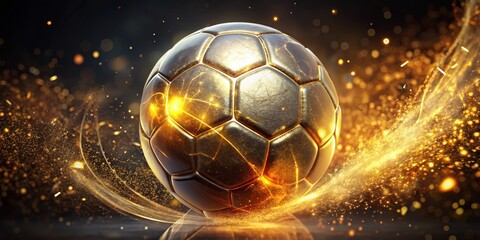 Fototapeta premium golden soccer ball on black background