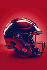 Fototapeta premium A football helmet on a red background, ideal for sports-themed designs