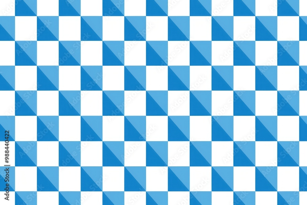 Poster a geometric design featuring blue and white checkers with diagonal patterns