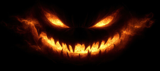 Fototapeta premium Spooky Halloween Pumpkin with Sharp Teeth