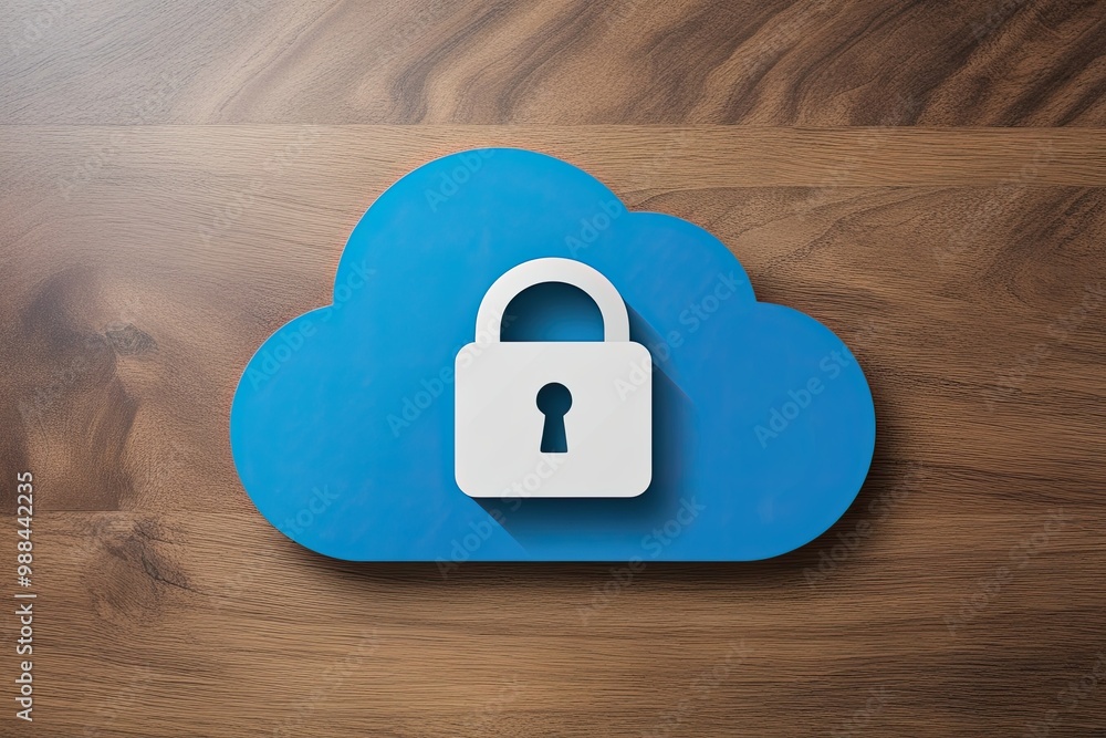 Poster dynamic cloud data security solutions with strong padlock icon and comprehensive safeguards