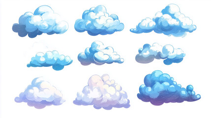 Set of clouds cartoon style isolated on white illustration. cartoons. Illustrations
