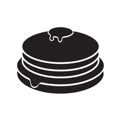 Pancake Stack Black Icon on White Background - Simple Breakfast Food Vector Design