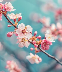 Pink Cherry Blossom Flowers Branch Spring