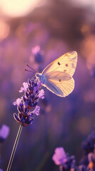 Naklejka premium Butterfly Resting on a Lavender Flower