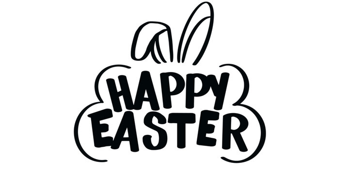happy easter vector text with bunny ears