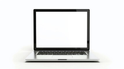 Fototapeta premium A close-up shot of a laptop computer with a blank white screen, ready for use or typing