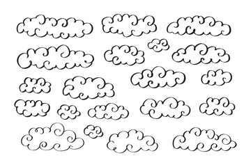 Doodle line cloud hand drawn in the sky