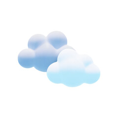 Vector cartoon 3d cloudy weather icon. Soft blue and grey fluffy clouds on white background. 3d Render bubble shape round geometric cumulus illustration for design, game, weather app