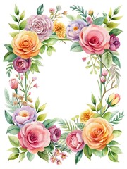 Floral Wedding Frame Vector. Watercolor Wedding Frame Art. Vector Flower Wedding Design. Elegant Watercolor Frame Template. Floral Frame for Weddings.