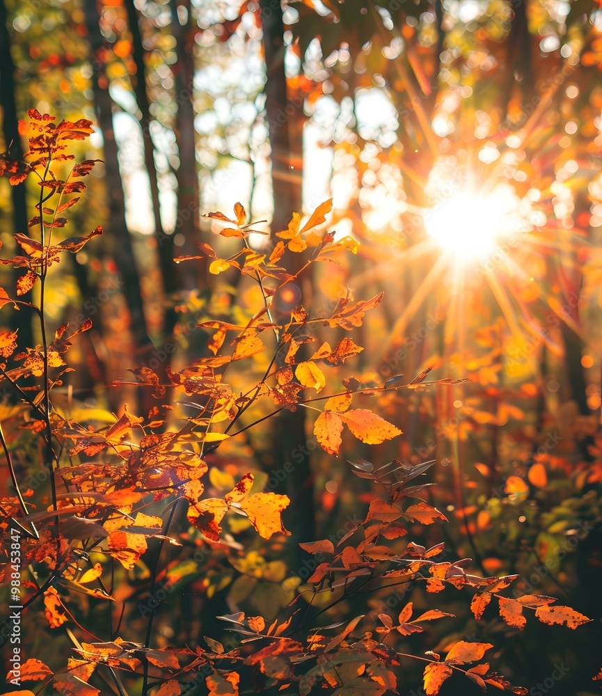 Sticker Autumn Leaves Shining in the Sunlight