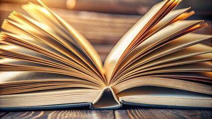 Fototapeta premium Close up view of textured background from open books with selective focus, literature, education, reading, knowledge, study