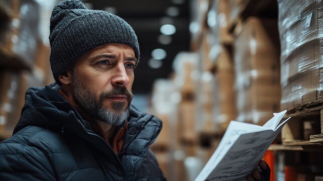 warehouse workers reading product order order picking warehouse manager checking delivery stock in warehouse inspecting products for shipment