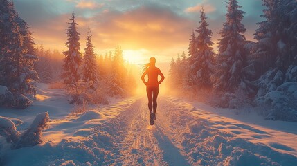 Fototapeta premium winter running woman