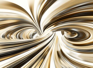 Abstract 3D Swirling Golden and Silver Stripes Design