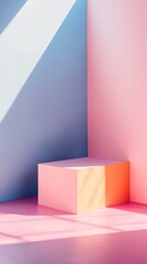 Minimalist Pink and Blue Geometric Shapes Background