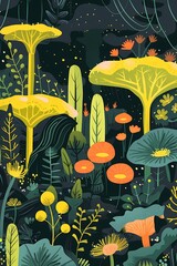 Abstract Yellow and Orange Floral Pattern