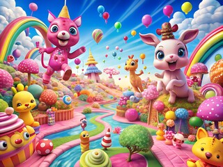 Fototapeta premium Colorful animals jumping