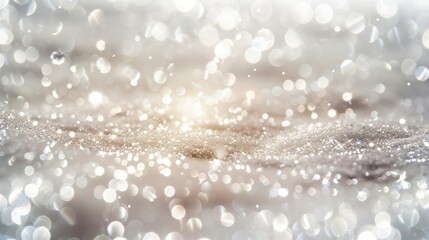 Fototapeta premium Weihnachten und Winter, festliches Glitzern, abstrakter Hintergrund, scheinende Lichtpunkte, Glitter, Bokeh Effekt, silbernes Funkeln