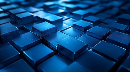 Fototapeta premium Abstract Blue Geometric Background with 3D Cubes