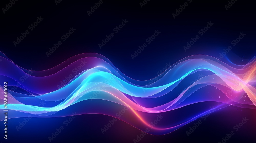 Poster vibrant wave abstract neon background wallpaper with fluid motion and dynamic color gradients for mo