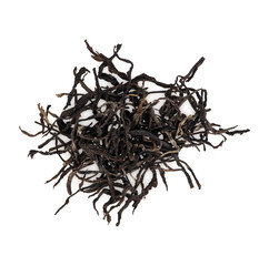 Dried tea leaves isolated on transparent background. (.PNG),  top view