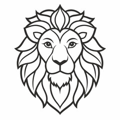 Lion's head Mandalas outline silhouette vector art illustration
