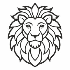 Lion's head Mandalas outline silhouette vector art illustration

