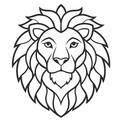 Lion's head Mandalas outline silhouette vector art illustration
