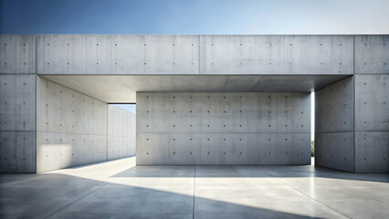 Raw and minimalist concrete structure blending form and function, brutalist architecture, urban, brutalism, modern