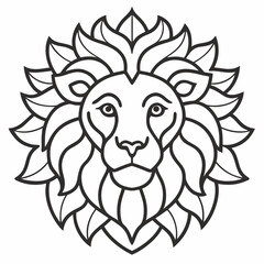 Obraz premium Lion's head Mandalas outline silhouette vector art illustration 