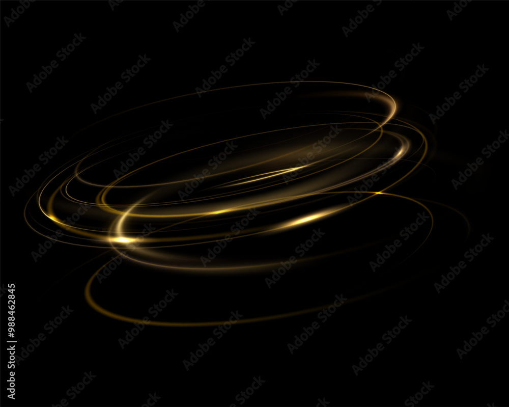 Poster Shiny vortex rings shimmer on a transparent background. Sparkling circles with light effect. Light circle swirl neon lighting effect, spiral light lines.trator Artwork	