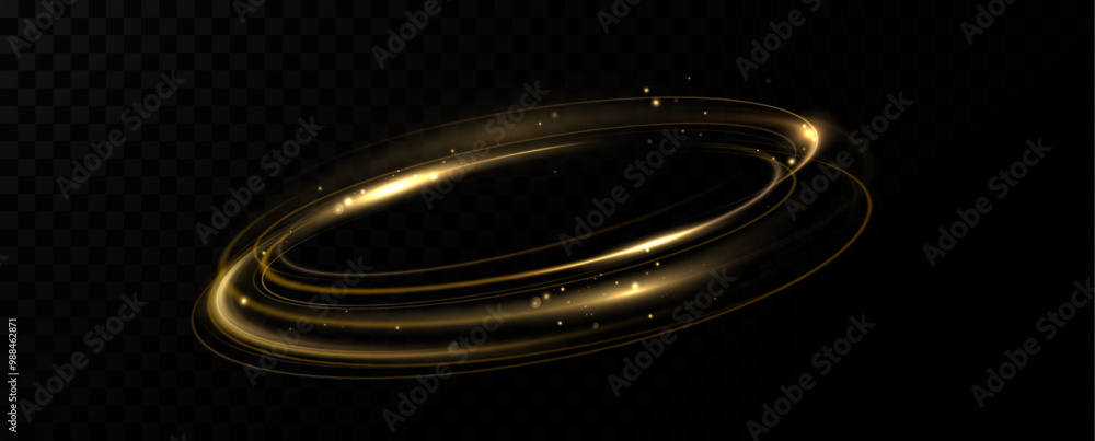 Fototapete Shiny vortex rings shimmer on a transparent background. Sparkling circles with light effect. Light circle swirl neon lighting effect, spiral light lines.trator Artwork	