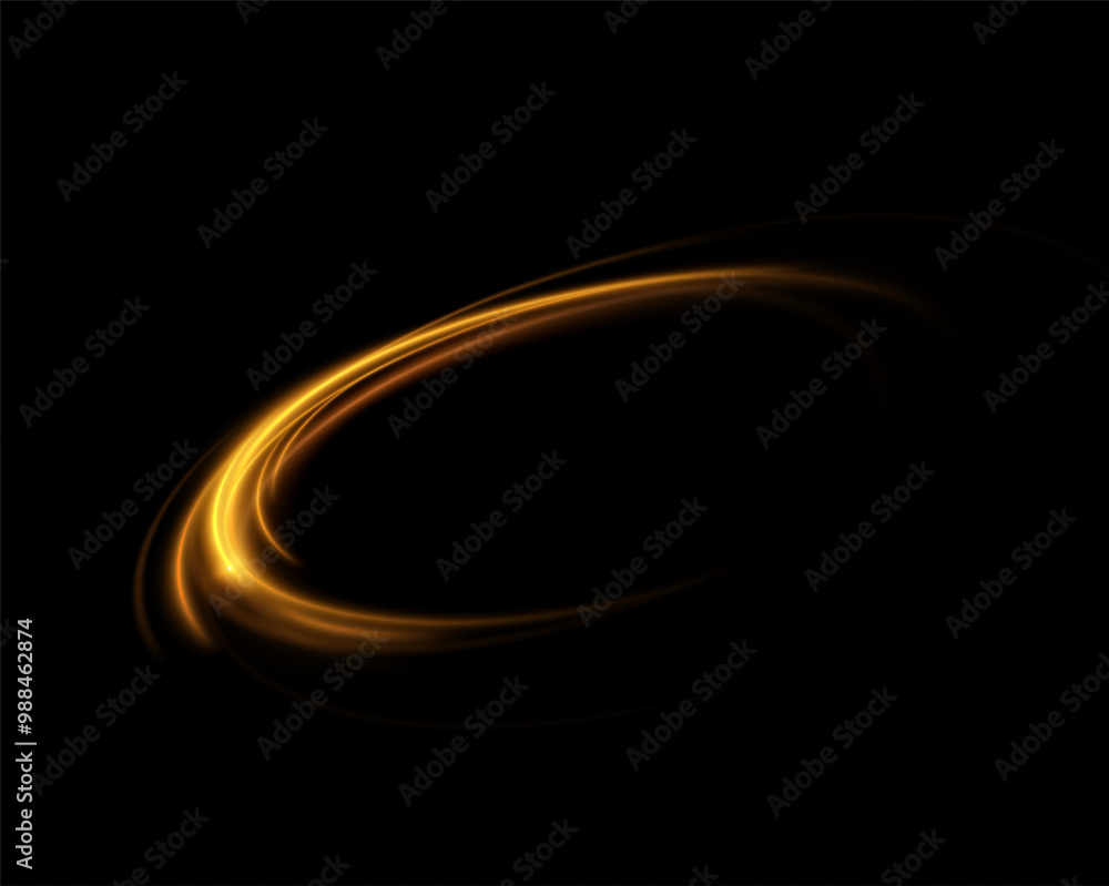 Aufkleber Shiny vortex rings shimmer on a transparent background. Sparkling circles with light effect. Light circle swirl neon lighting effect, spiral light lines.