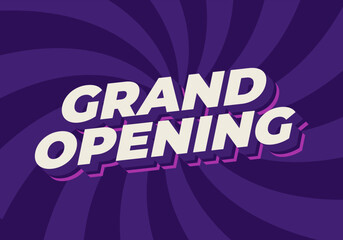 Grand opening. Text effect in modern colors with 3D style