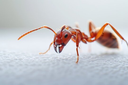 Ant Insect. Formica Rufa Ant Macro Portrait on Isolated White Background