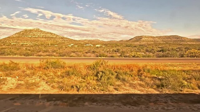 Sanderson Countryside.  The view from a train as it passes through countryside close to Sanderson.  Sanderson is a small town in the county seat of Terell County, Texas.