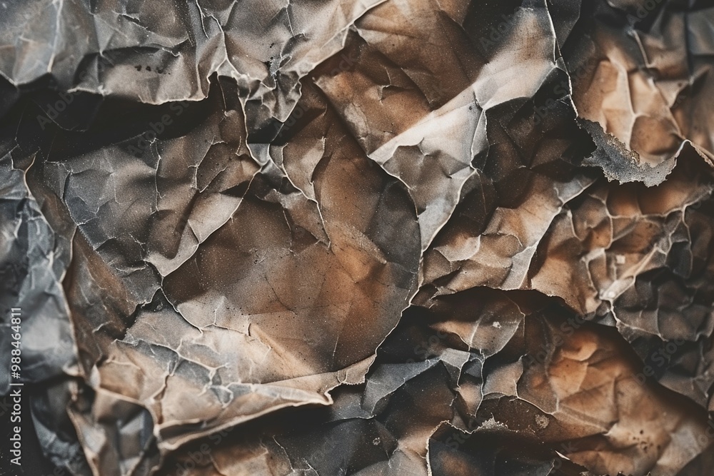 Poster a close-up view of a piece of brown paper with intricate texture and patterns