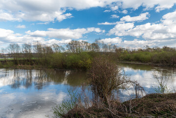 Meandering Odra river near Polanka in CHKO Poodri in Czech republic