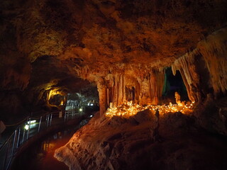 illuminated limestone cave