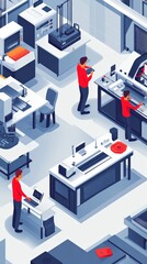 Obraz premium An industrial design workshop with 3D printers and design software in use